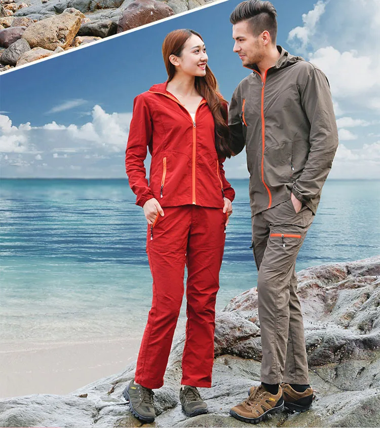 Camping Wandern Kleidung Set Outdoor-Sport Männer Frauen Sommer Sportswear Anzug Mit Kapuze Jacken Hosen Schnell Trocken Atmungs Set ST01 – Detail 14