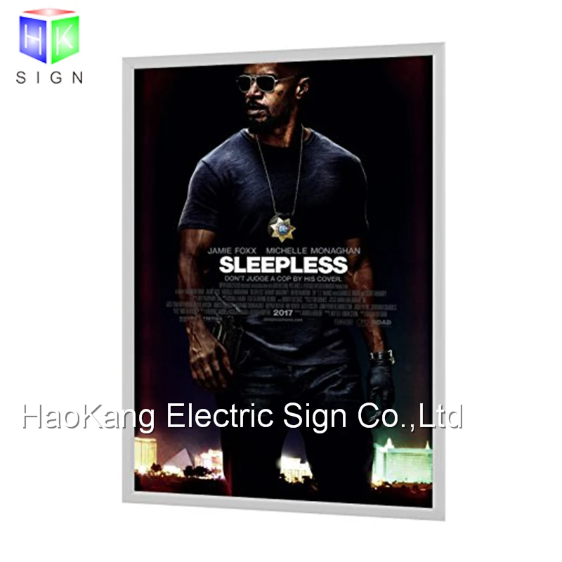 27 x 40 Inch Movie Posters Adertising Black Aluminum Frame Led Light Box Display , Backlit advertising Poster Frame