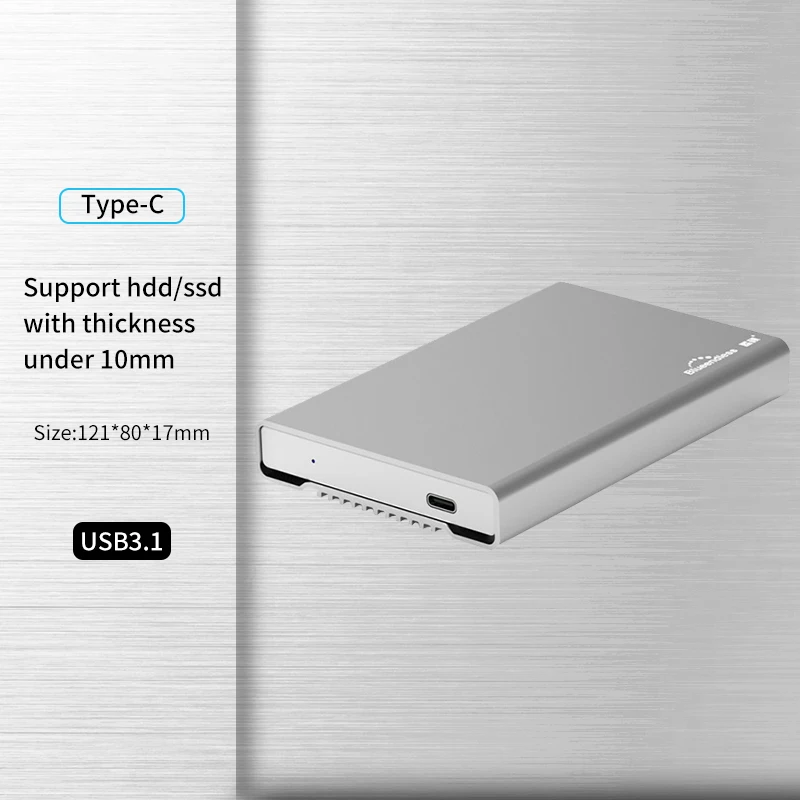 Usb 3.1 نوع C قالب أقراص صلبة كامل معدن الألومنيوم القرص الصلب العلبة 2.5 قرص صلب خارجي حافظة لهاتف sata hdd ssd blueendless