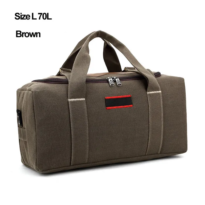 Men 70L or 40L large capacity canvas bag classic luggage bag thickening sturdy handbag black brown Army green 3 colors