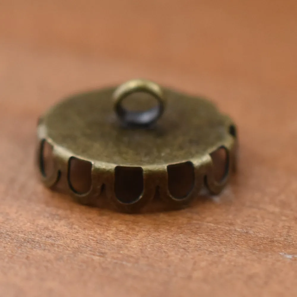 10 sztuk 12mm materiał mosiężny Cameo ustawienie kaboszon przycisk podstawa wisiorek taca elementy biżuterii ręcznie robiony materiał — zdjęcie 5