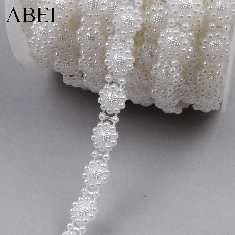 2yards 10mm Beaded Lace Ribbon For Wedding Party handicrafts DIY Sewing Garments Accessories Jewelry Ornaments Wholesale