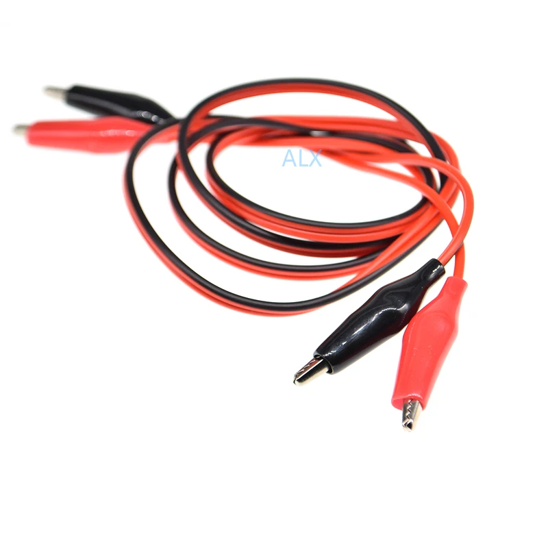 1Pcs 1Meter Double-Ended Rood En Zwart Alligator Clips Kabel Jumper Wire Test Leads Krokodil Clips Draad