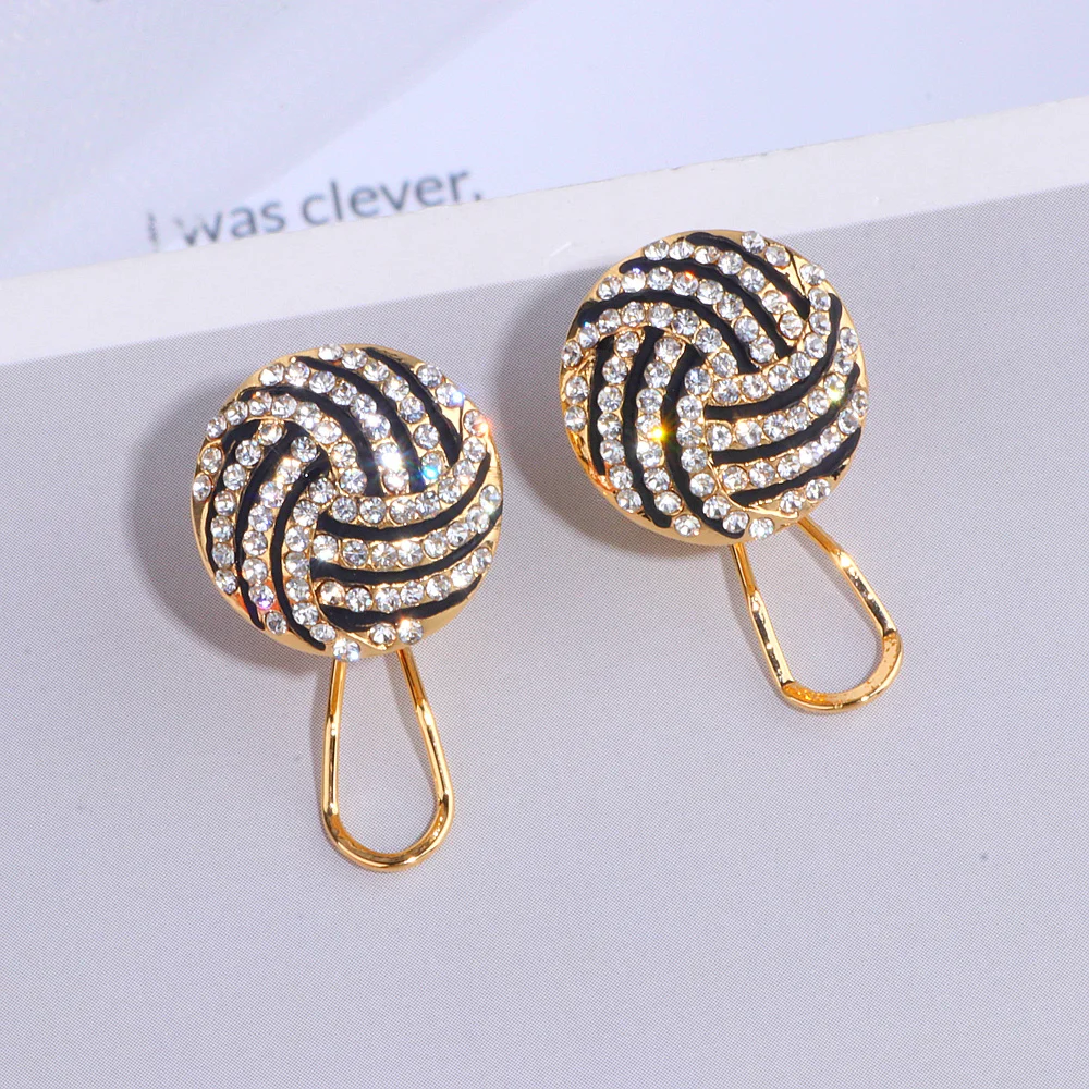 Trendy Element Gold Color Round Stud Earrings for Women Charm Shining Full Crystal Circle Earrings Wedding Jewelry Gift WX238