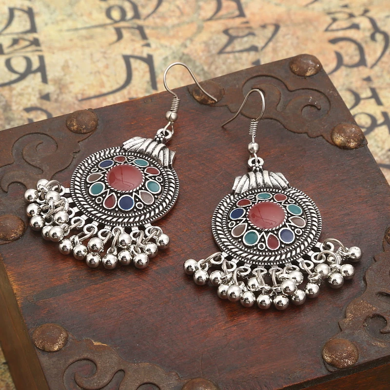 

Trendy Ethnic Boho Vintage Drop Dangle Beads Tassel Earrings For Women Bohemian Enameled Indian Jewelry Fashion Long Earrings