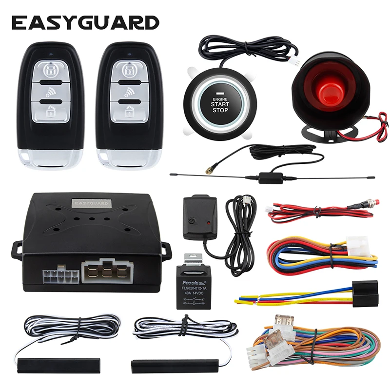 

EASYGUARD Car security alarm system with PKE passive keyless entry remote engine start stop keyless go system push button start