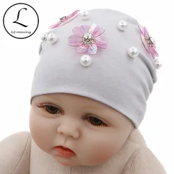 GZHilovingL New Born Baby Hats Solid Spring Autumn Winter Newborn Flower Baby Beanies Hat Cotton Infant Caps Soft Toddler Cap