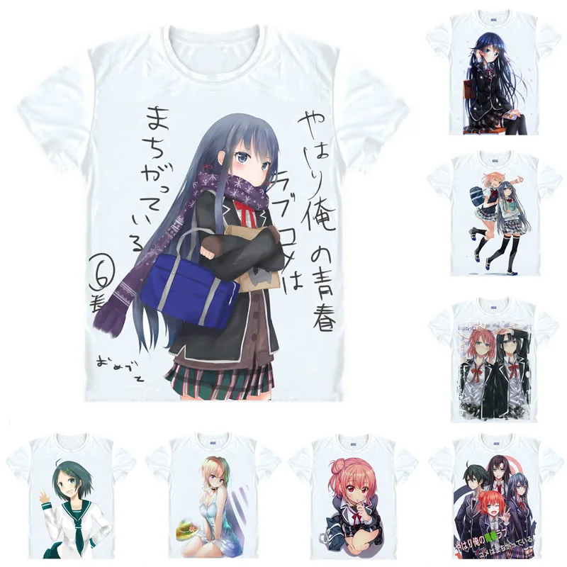 Coolprint Anime Shirt SNAFU OreGairu Hamachi T-Shirts Short Sleeve Yukino Yukinoshita Yui Yuigahama Cosplay Motivs Hentai Shirts