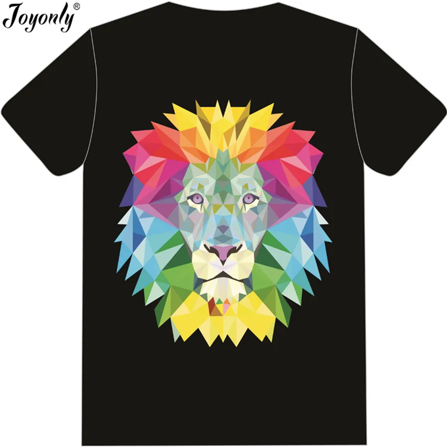 Joyonly 2019 Summer Boys Girls Harajuku Style Black T-shirt Animal Lion Colorful Box Print T shirt Children Fashion Tees Tops