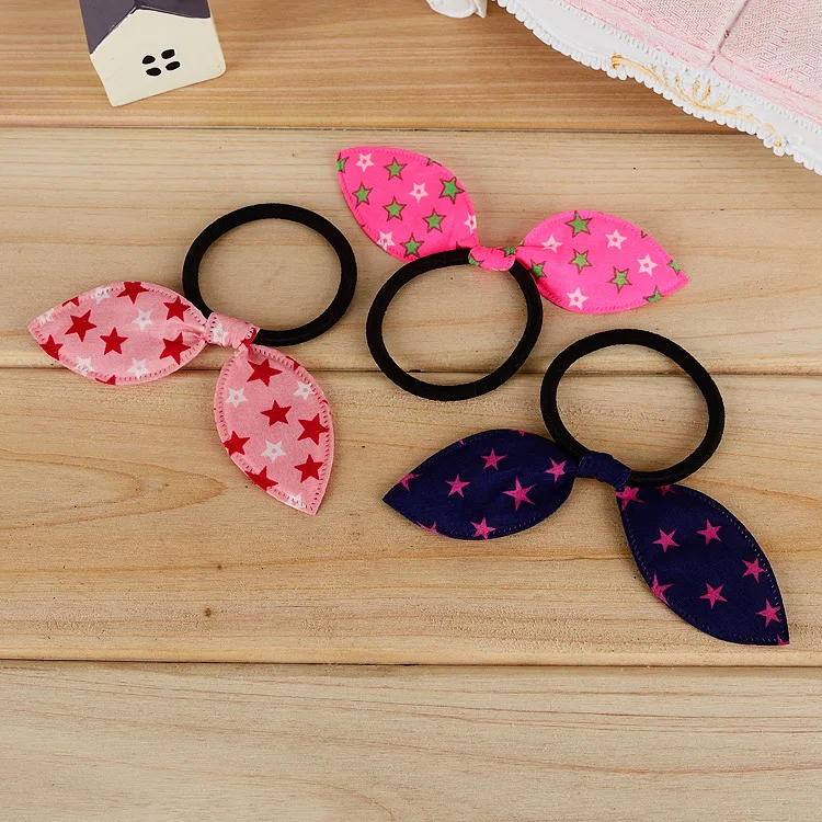 6pcs/lot Small Rabbit Ears Scrunchy Mini Elastic Hair Band Ties Little Girls Hair Accessories Headdress Rubber Bands