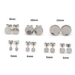ag07 Titanium Steel-cololr 3mm to 12mm Stud Earrings 316l Stainless Steel Earring IP Plating No Fade Allergy Free