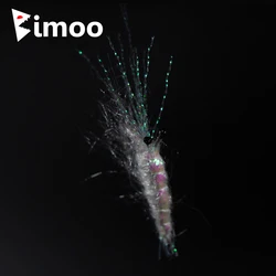 Bimoo 4PCS #1 Artificial Shrimp Fly Bait Pearl Back Flash Shrimps for Trout Saltwater Sabiki Fishing