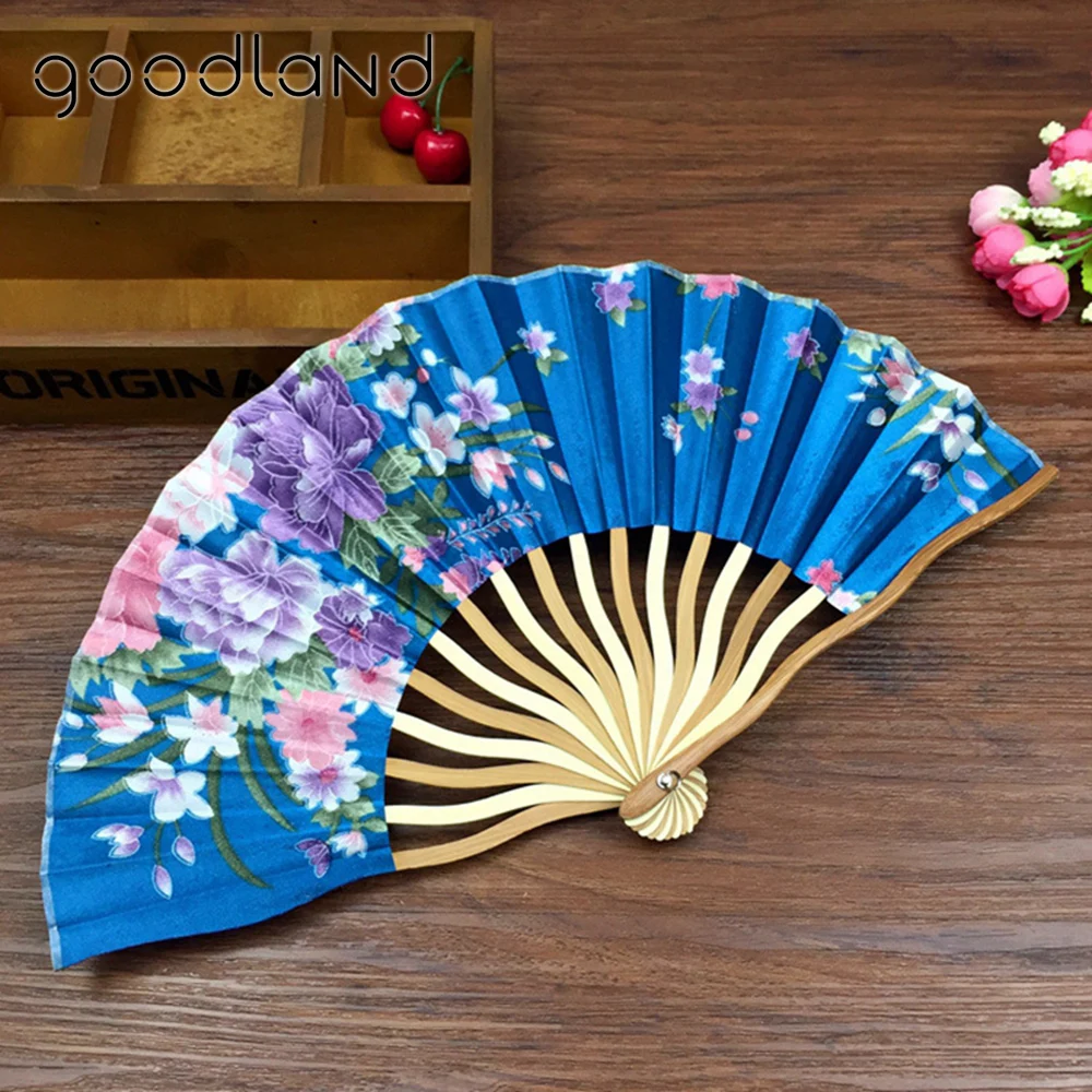 Free Shipping 10pcs Chinese Cherry Blossom Cloth Fabric Folding Hand Fan with Gift bag Wedding Gifts for Guests Christmas Decor