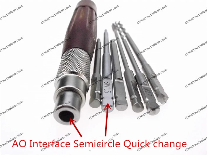 Medical orthopedic instrument AO Interface Semicircle Quick change cannulated wooden handle universal all AO clip screwdriver