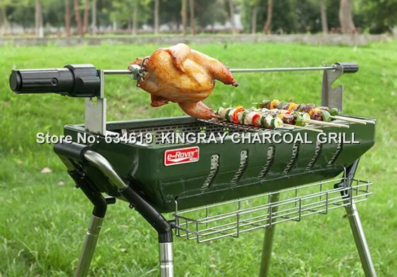 2020 Outdoor Folding Enamel Thickened Charcoal BBQ Grill Portable Barbecue Grill Rotary Skewer Bbq Tool