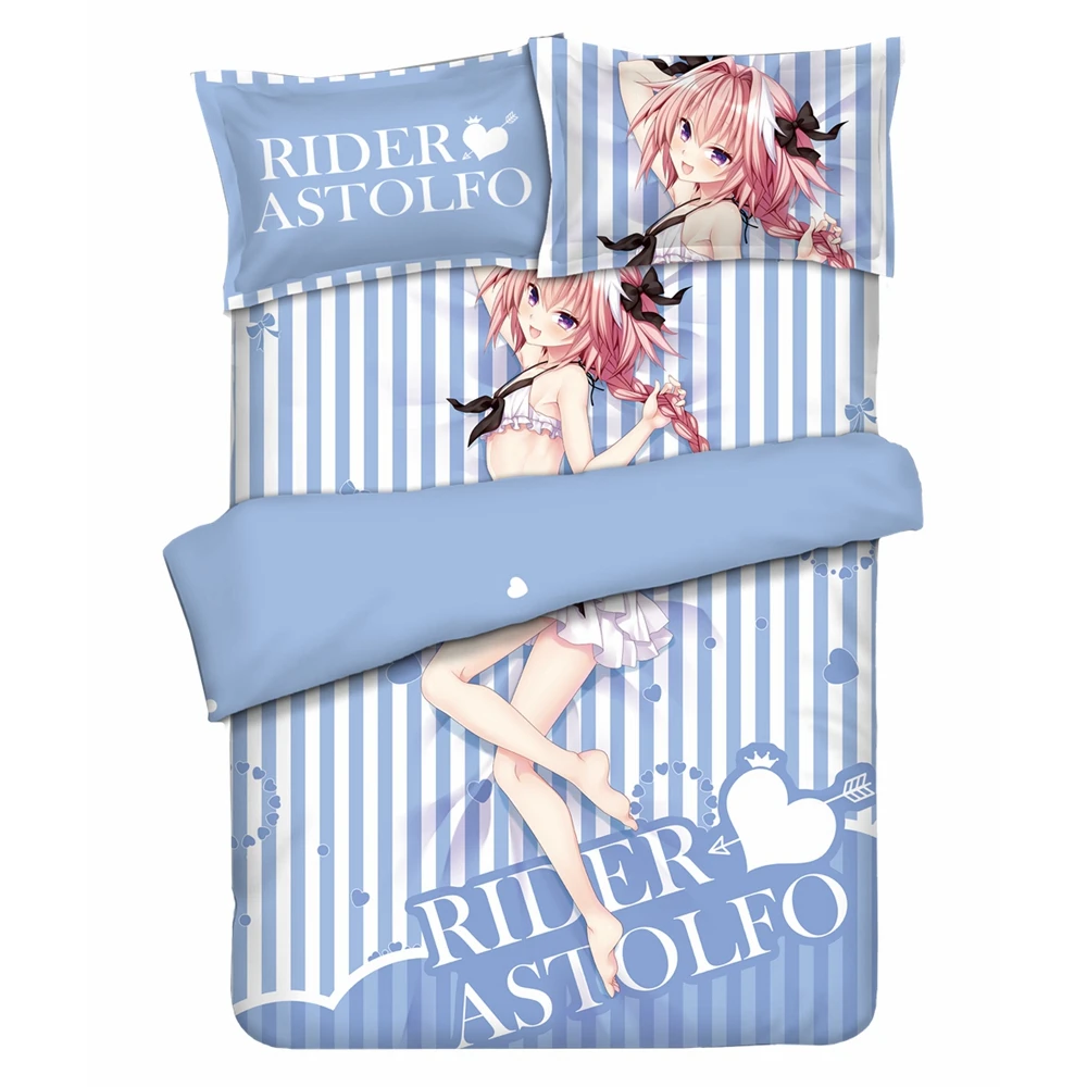 

Anime JK Fate Apocrypha FGO Rider Astolfo Blue Theme Cosplay Comforter Set Bed Flat Sheet Quilt Cover Pillowcase Bedding Sets