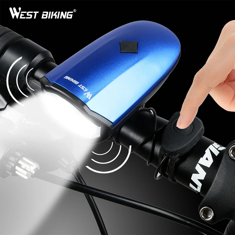 WEST BIKING Bike Light 140db Bells USB Charging 250 Lumens Highlight for Handlebar Front Lamp MTB Flashlight Bicycle Lights