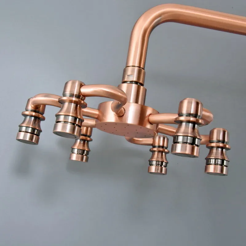 

Аксессуары для ванной комнаты 8 дюймов античная красная медная латунь водосберегающая Лейка с шестью крапанами верхняя насадка для душа в ванную комнату ash259