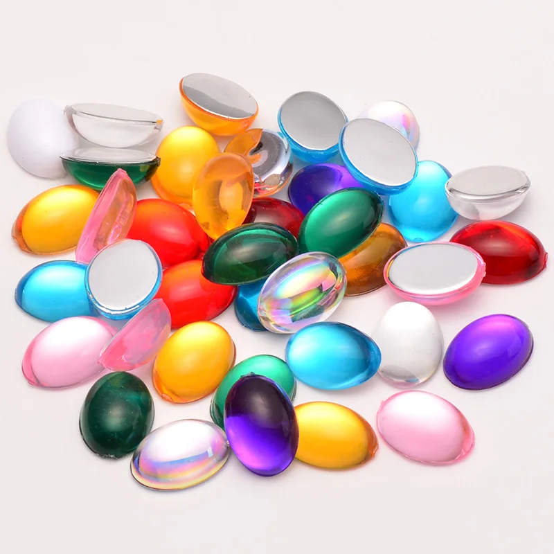 JUANO 10*14mm 13*18mm Mix Color Crystals Oval Rhinestones Flatback Acrylic Stones Non Sewing Scrapbook Beads for Jewelry Making
