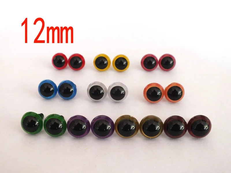 1000pcs 10mm and 12mm 10 color safety eyes, plastic eyes ,assorted colors come with washers - pick colors/ Wholesale toy eyes