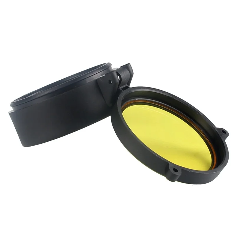 30-69MM Transparent Rifle Scope Lens Cover Flip Up Quick Spring Protection Cap Yellow Objective Lense Lid for Gun Calibe 37-0073