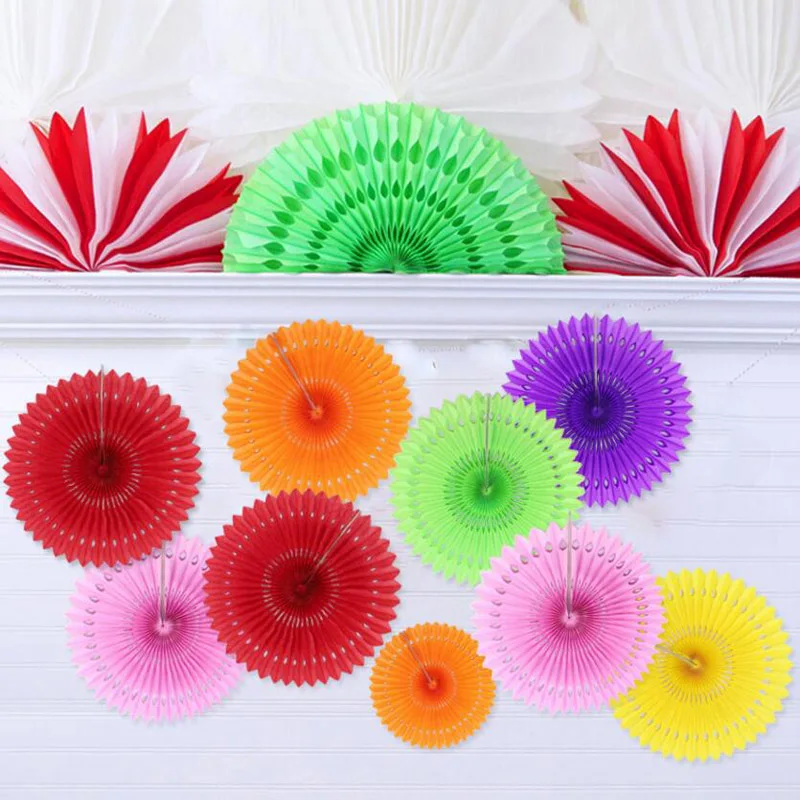 10pcs 40cm Wheel Tissue Paper Fans Flowers Lanterns For Wedding Party Birthday Home Office Hotel Hanging Venue Decoration