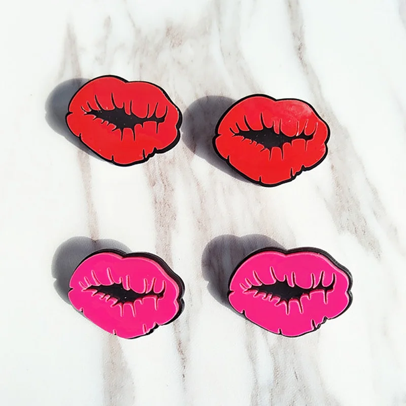 New Fashion Unique Acrylic Red Personality Stud Earrings Sexy Punk Lips Shape Design Stud Earrings For Women Sexy Party Jewelry