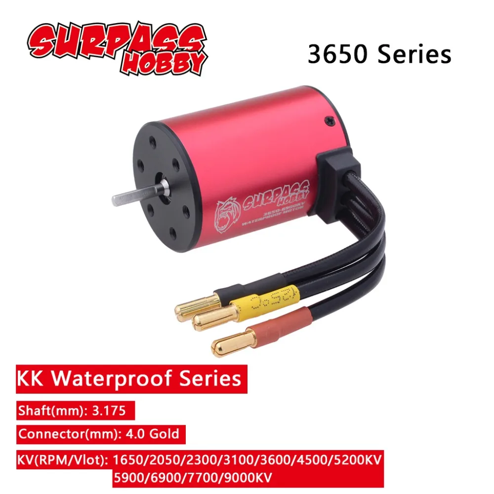 Surpass Hobby Waterproof 3650 Brushless Motor 3100KV 3600KV 3900KV 4300KV 4500KV 5200KV 5900KV 6900KV 7700KV for 1/10 RC Car