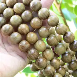 BRO624 Natural Green Sandalwood Beads Necklace 15mm for Man Buddhist 108 Beads Meditation Prayer Malas Rosary Fragrant Verawood