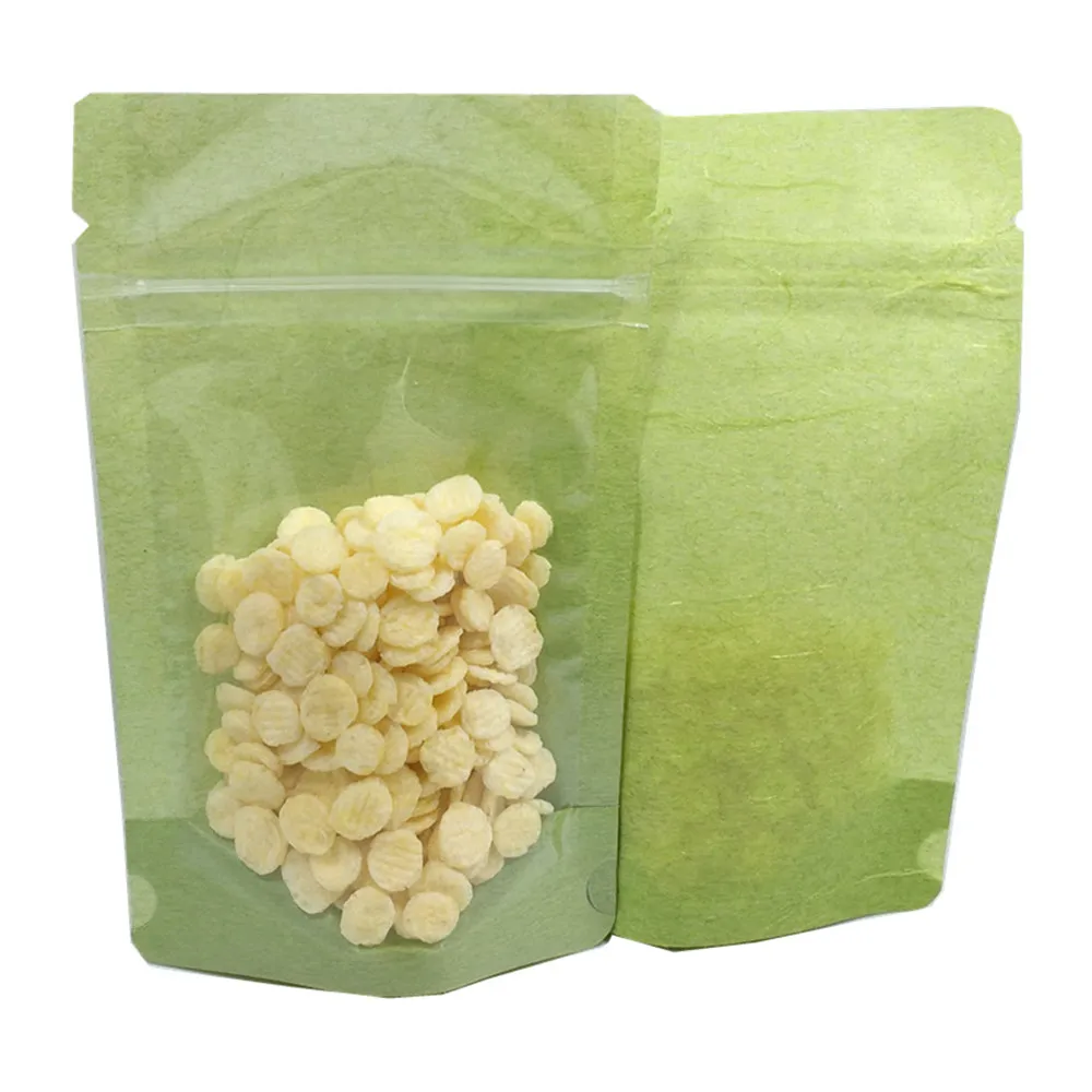 50Pcs/Lot 9x15cm Stand Up Zipper Bags Paper Package Bag Snack Coffee Beans Storage Bags Clear Plastic Ziplock Bag Back 5 Colors