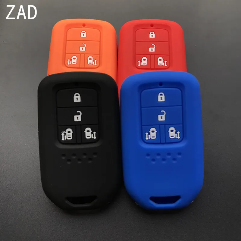 ZAD Silicone Rubber car key fob cover case shell set sticker protect skin for HONDA STEPWGN Odyssey Freed Elysion MPV Remote key