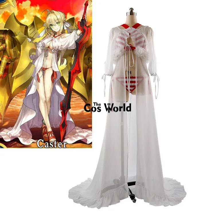 

FGO Fate Grand Order Caster Saber Full Dress Bikini Swimsuit Swimwear Bathing Suit Outfit Anime Cosplay Costumes