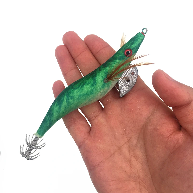 Señuelo para calamares y sepias con plantillas y camarón de madera - imagen 3