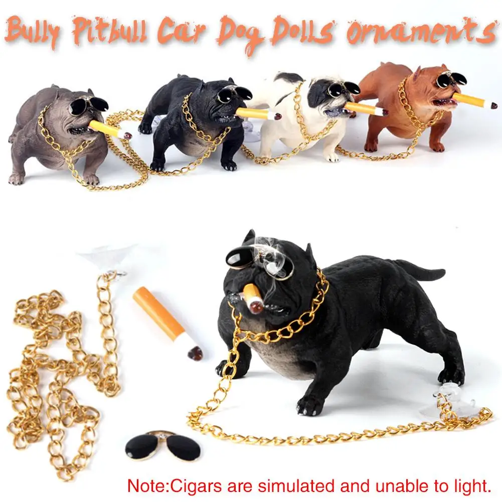 Car Accessories Super Cool Bully Pitbull 14.5cm X 7cm X 6.5cm Resin Simulated Car Dog Dolls Ornaments Pendant