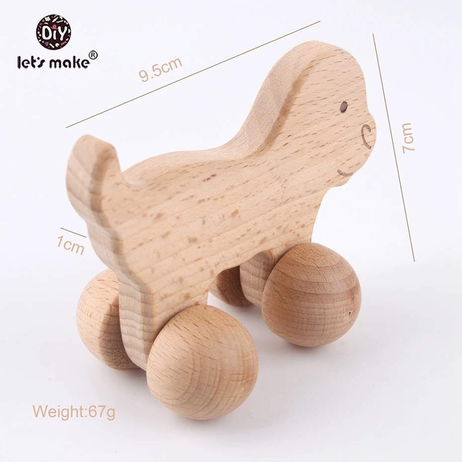 Let's make Dogs 5pcs Cheetah Beech Wood Animals Leopard Car Montessori Toys For Children Teething Food Grade Wooden Baby Toys