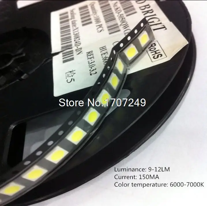 

500 шт./лот 5050 LED White Smd Led, яркие белые светоизлучающие диоды LED 5050