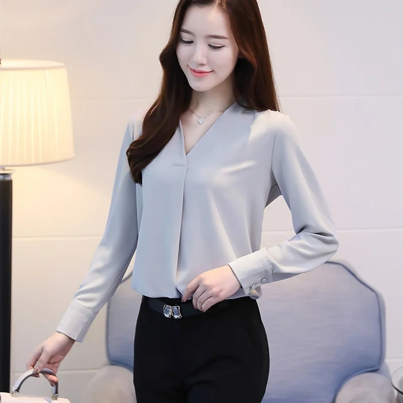 Womens Tops En Blouses Vrouwelijke Kantoor Slijtage Business Shirts Vrouwelijke Blouse Mouw Lange Ol Koreaanse Mode Vrouw Kleding DD2077