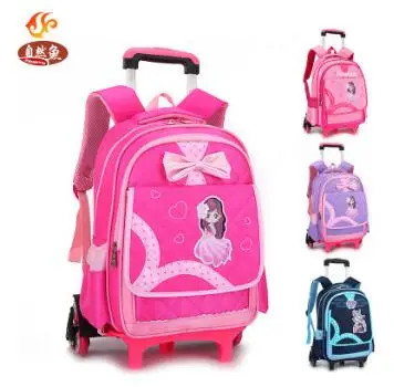 kids School Backpack On wheels Trolley School bag for girl kid's luggage Trolley Rolling Bag Children School Backpack for kids