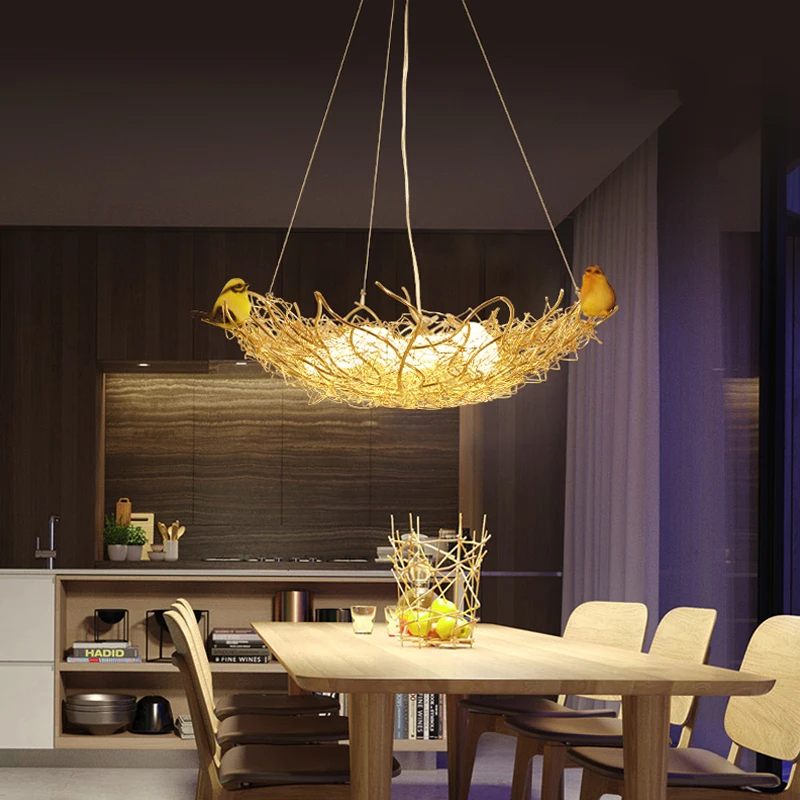 

Fashion LED Pendant Lamp Bedroom Nordic Pendant Light Fixtures Creative Bird's Nest Pending Lighting Dining Room Lights Modern