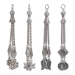 Juya DIY Antique Silver Plated Leaf Snowflake Flower Crescent Metal Tassels Brushes Accessories For Religious Jewelry Making
