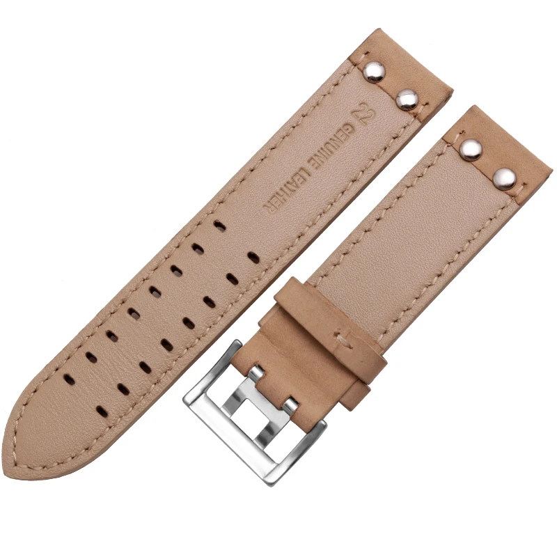 Genuine Leather watchband replacement leather strap Khaki Classic Jazz Seiko watch chain for Hamilton 20mm 22mm