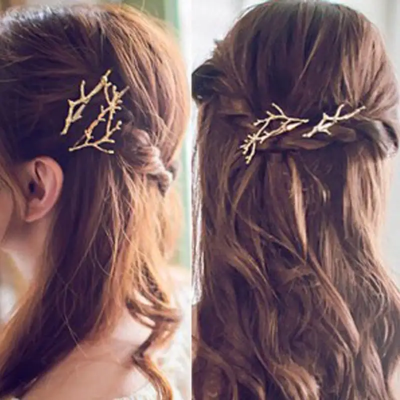 Women hairpin Fashion Creative Branch antler shape alloy hair clip lady hair accessories hair jewelry