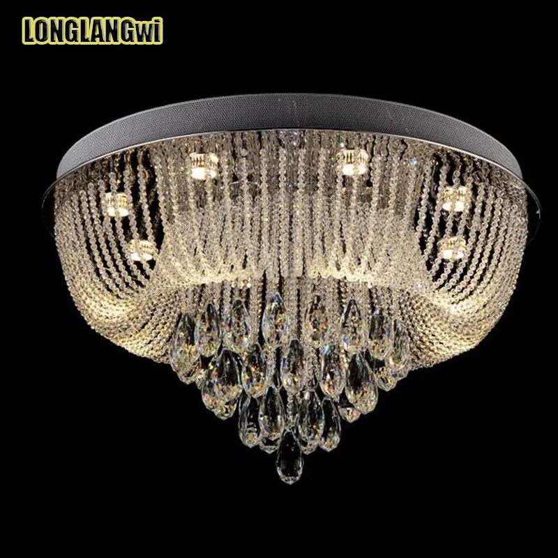 

New Hanging line Modern k9 LED Crystal Chandeliers Lights round creative crystal lamp living room lamp bedroom Lighting