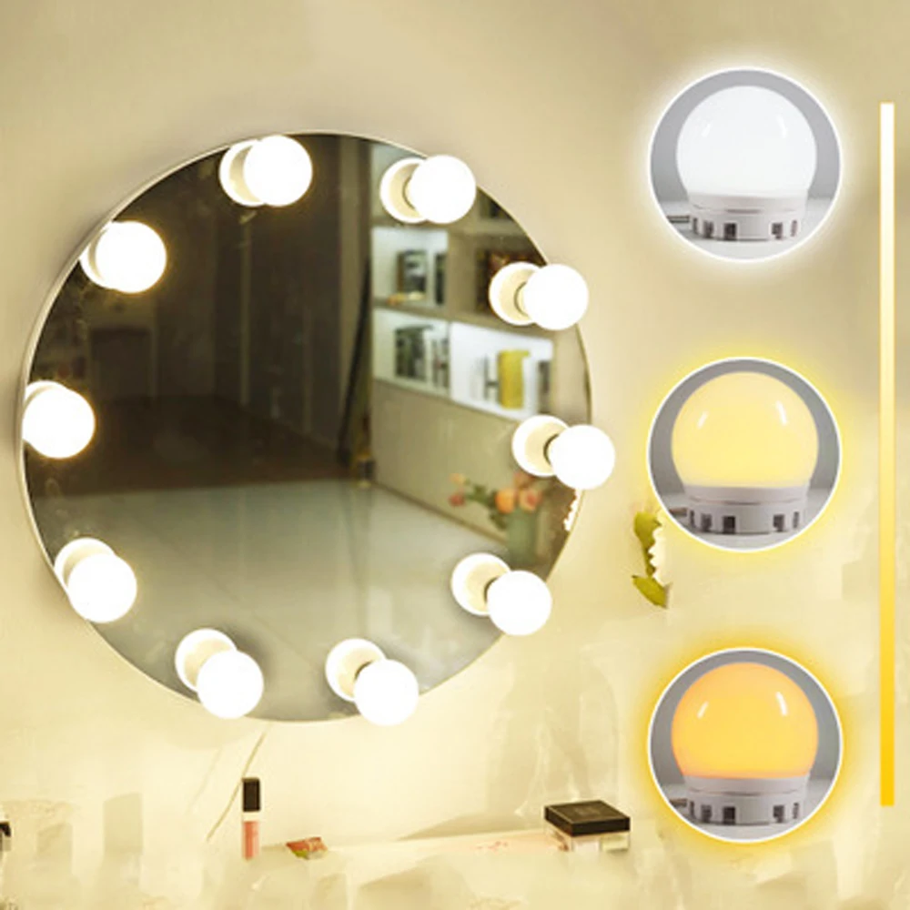 

Led Vanity Makeup Mirror Light 360 Degree Rotation Hollywood Style Kit for Cosmetic Dressing Table Lighted USB Adjustable Bulbs