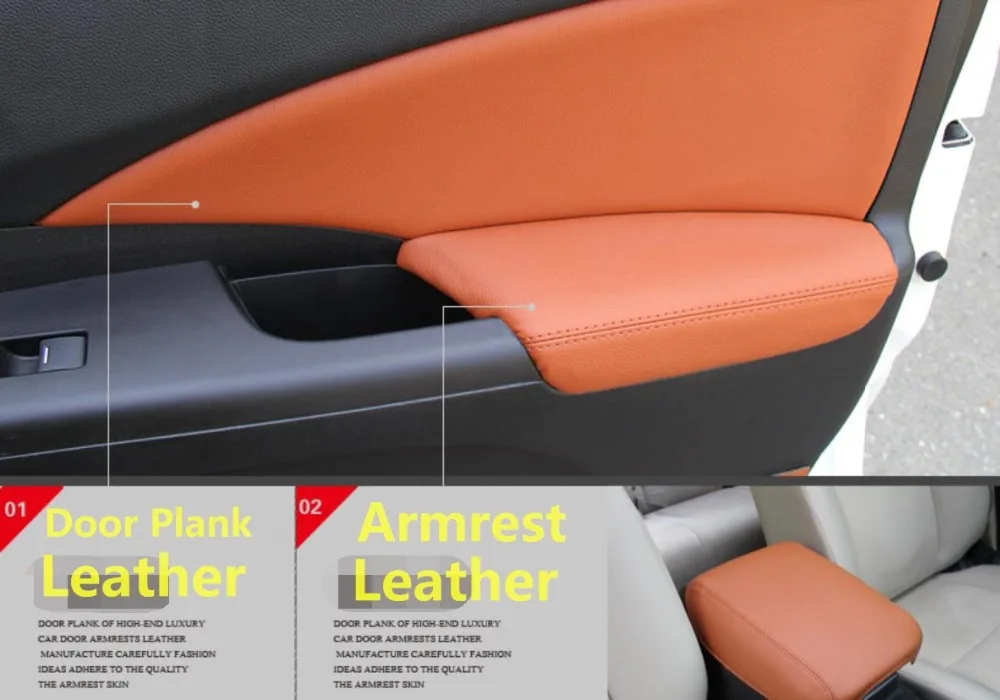 Interior Car Door Handle Armrest Panel Microfiber Leather Cover For Honda CRV 2012 2013 2014 2015 2016  with Mount Fittings