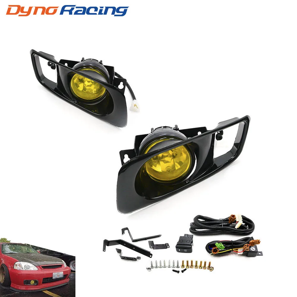 Yellow /Clear Fog Light lamp Halogen fit 99-00 FOR HONDA CIVIC 2/3/4 dr EK EM JDM Kit EX DX LX SI SiR HB HX BX100479