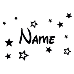 Pegatina de pared de vinilo personalizada para niños o niñas, papel tapiz con nombre y estrellas, tamaño de 30x20cm