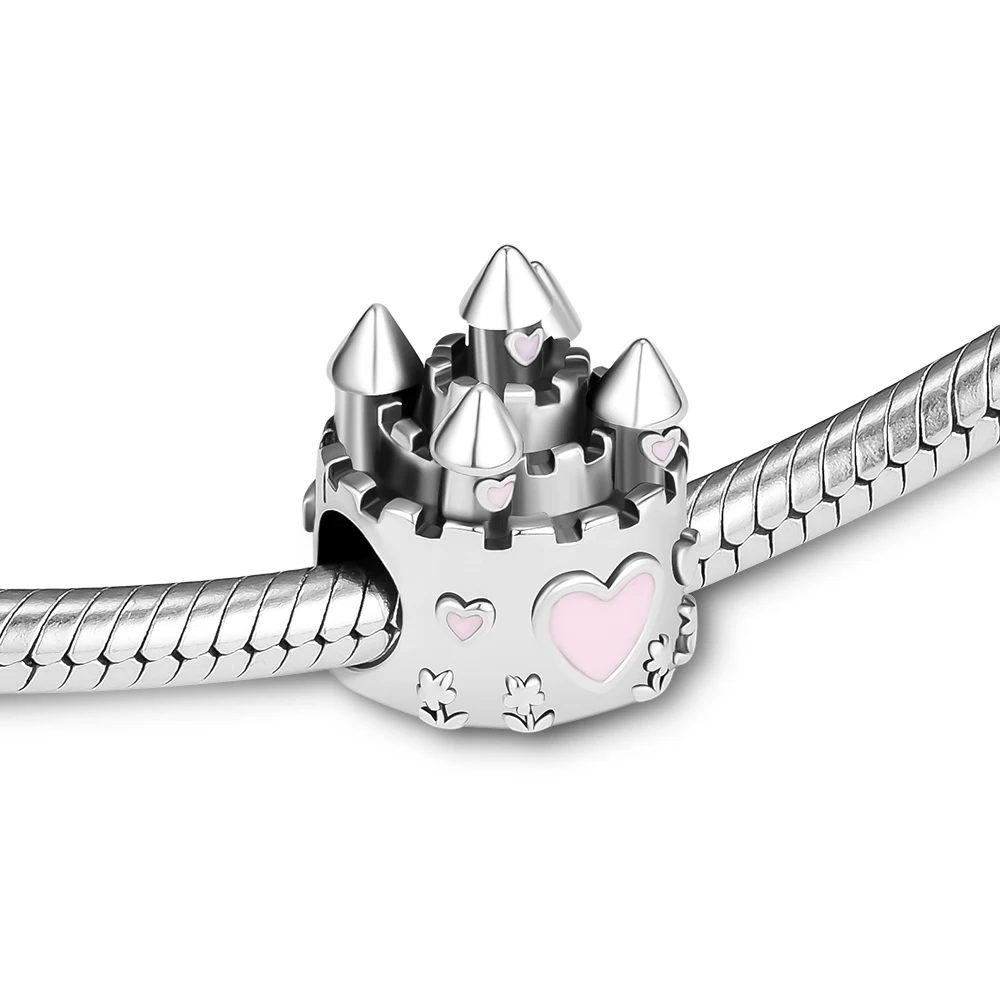 

Подходит для браслетов CKK Charms Speeping Beauty Castle Beads с розовой эмалью 100% 925 пробы-серебряные ювелирные изделия Бесплатная доставка