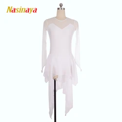 Figure Skating Dress Girl Long Sleeve Dress Dance Costume Sexy Skating Mesh Skirt