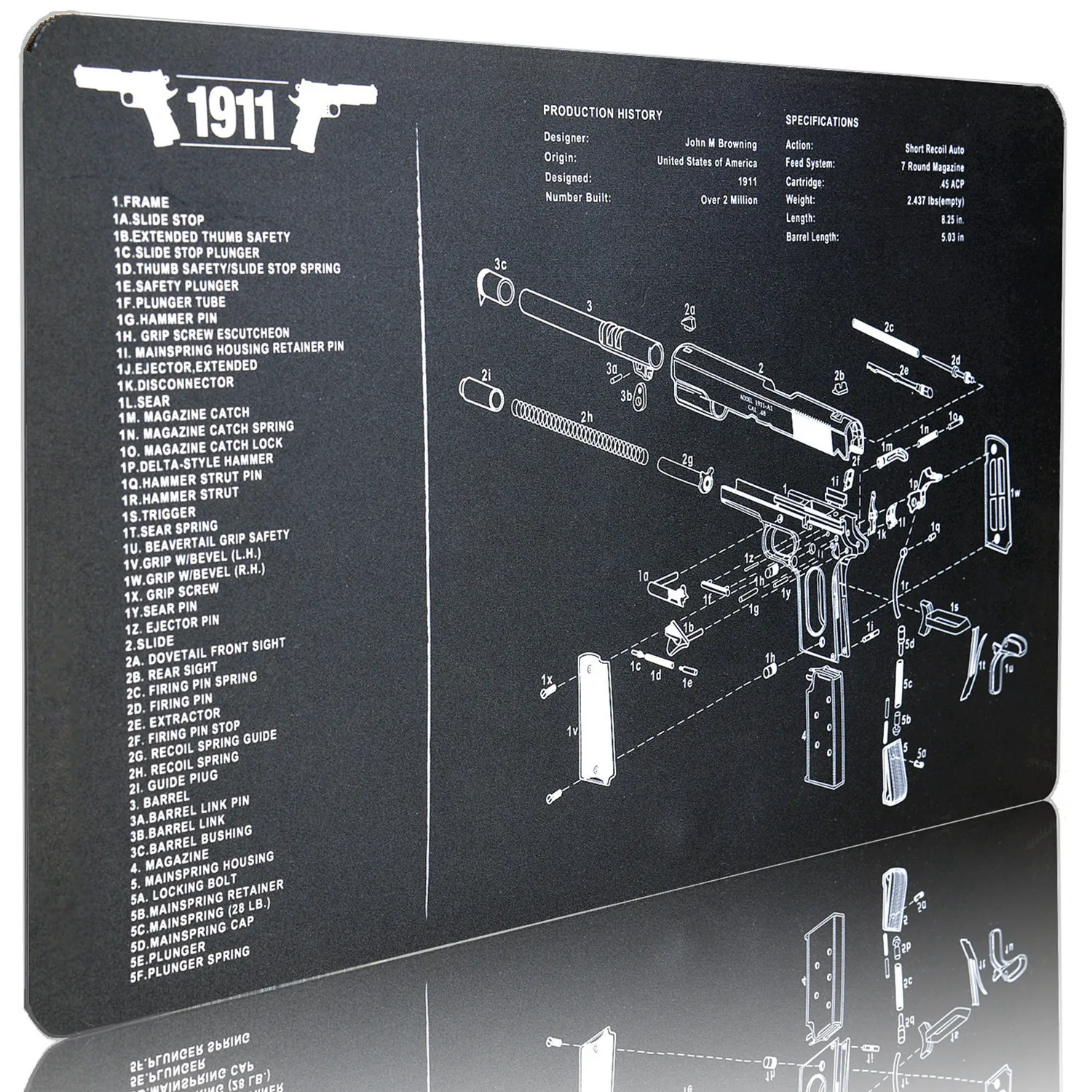 

Waterproof Gun Cleaning Rubber Mat for 1911 Pistol Armorers Gunsmith Disassembly Tool with Parts List Weapon Patches Bench Pads